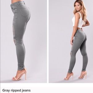Fashion Nova Gray ripped jeans
